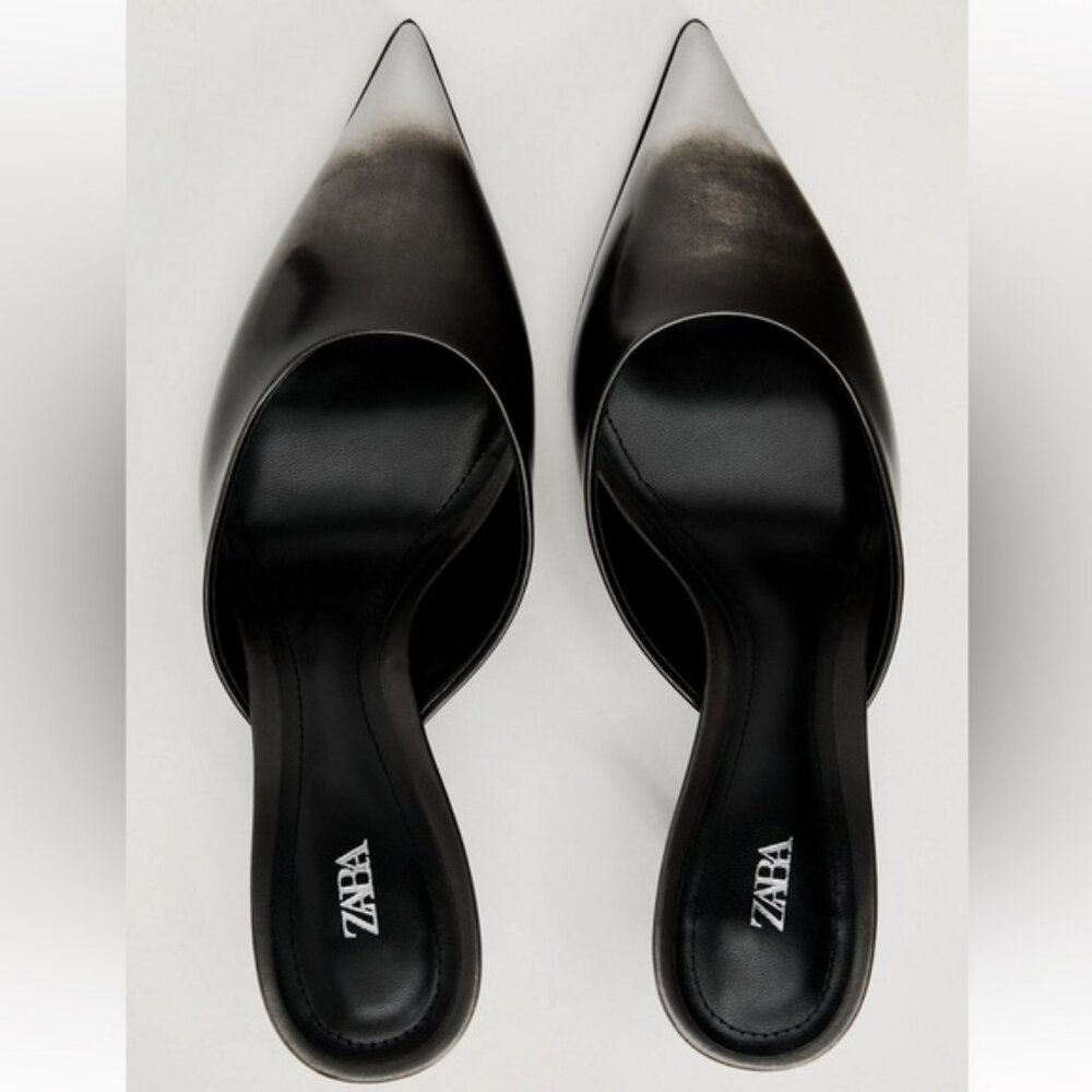 ZARA DISTRESSED EFFECT HEELED MULE